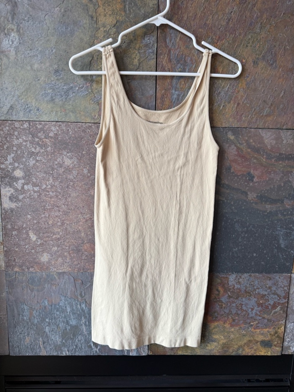 Soft Surroundings NWOT lightweight tan shaping tank. OS, deep neck USA made